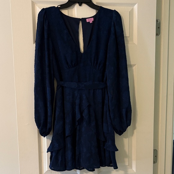 miami Dresses & Skirts - Women’s Navy Blue Long Sleeve Ruffle Dress